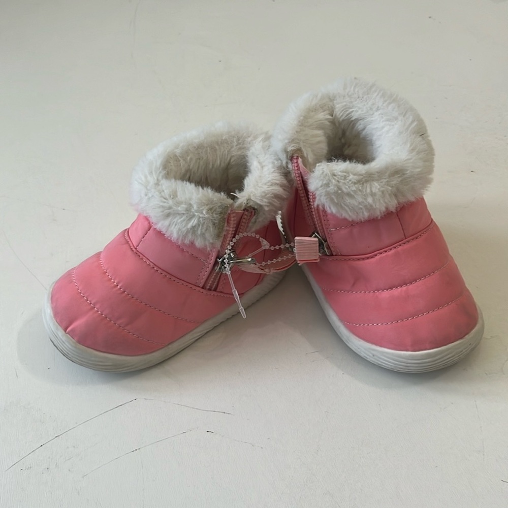 Cute pink fuzzy winter boots